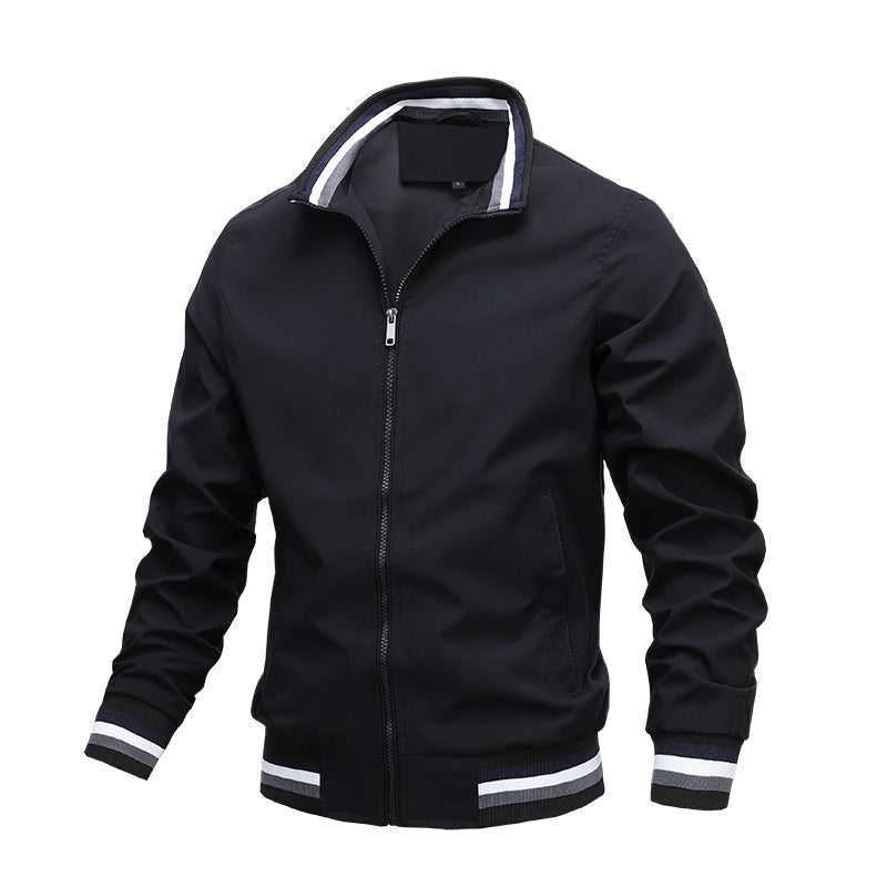 Charly | Men's Bomber Jacket with Striped Collar and Cuffs