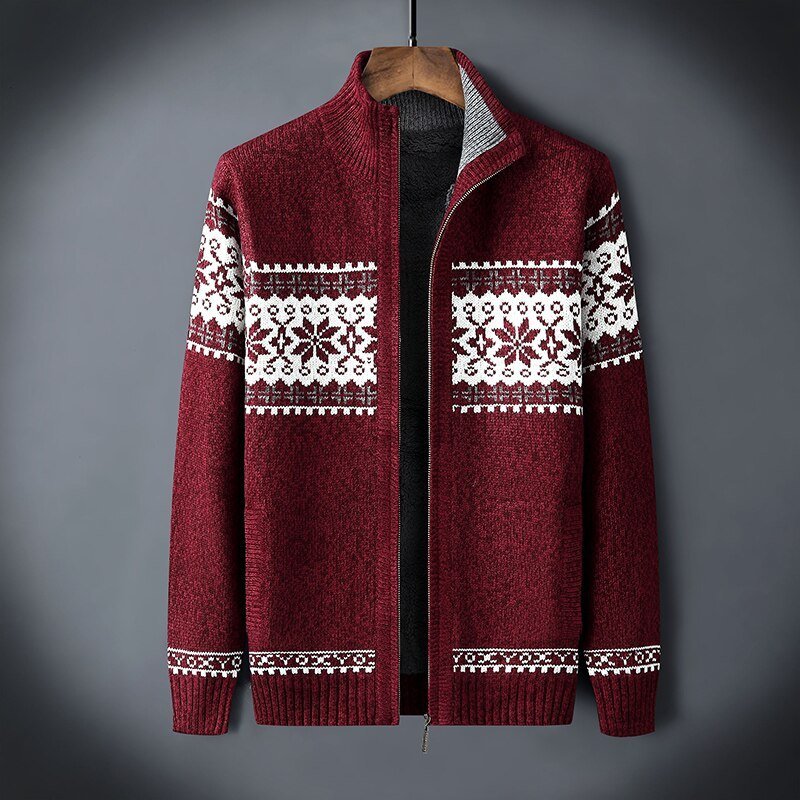 Charly | Men's Full-Zip Nordic Print Fleece Lined Cardigan