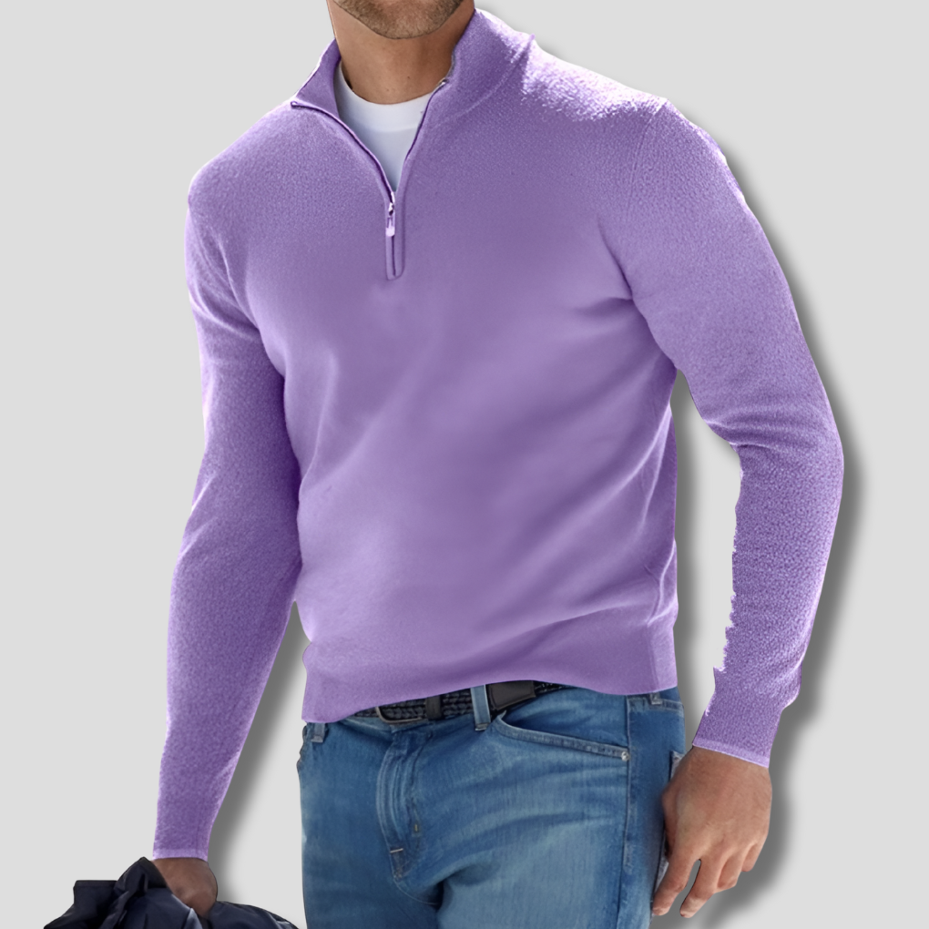 Charly | Men's Knit Pullover with Zipper Collar
