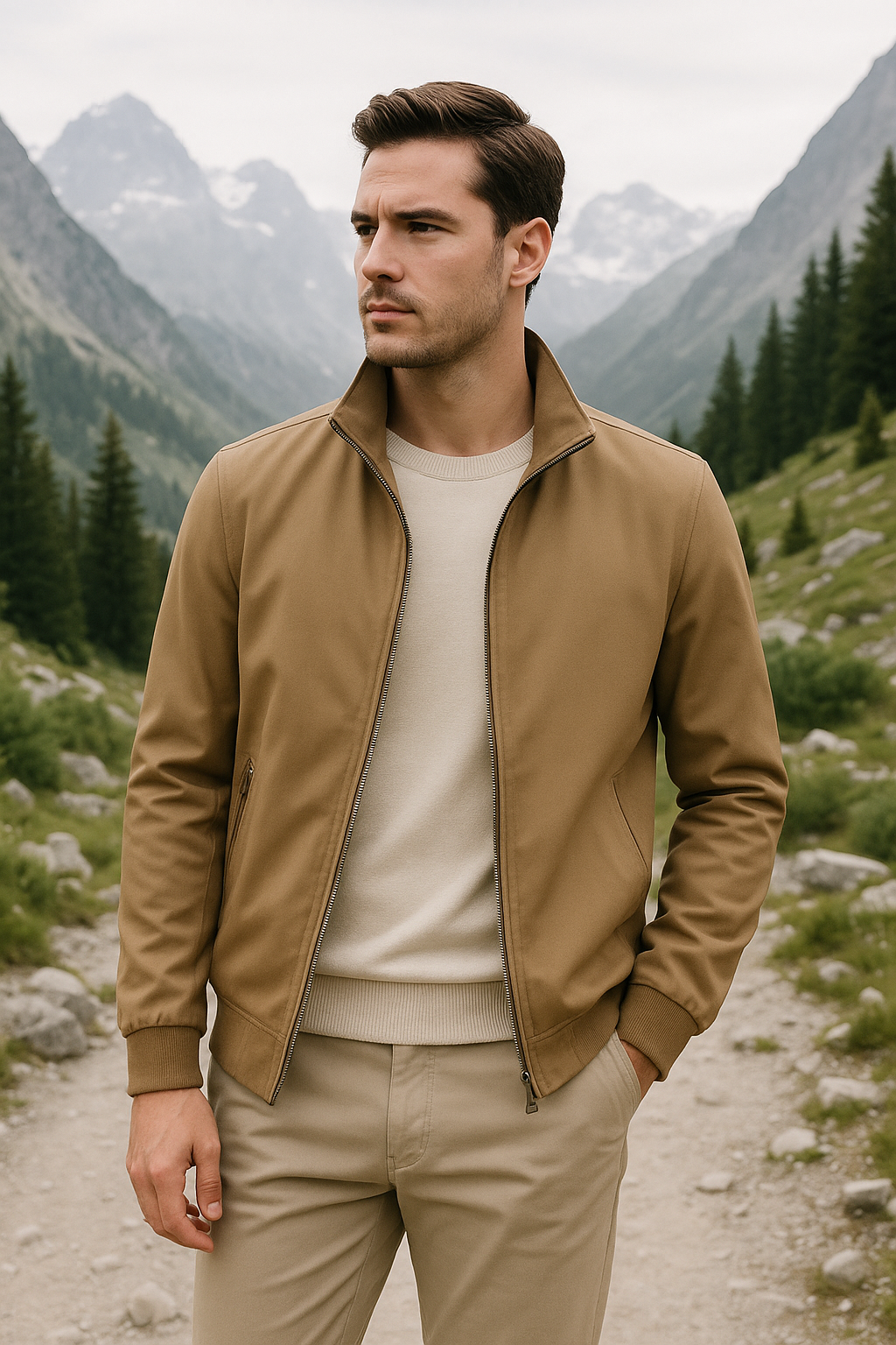 Charly | Men's Lightweight Windbreaker Jacket with Stand Collar