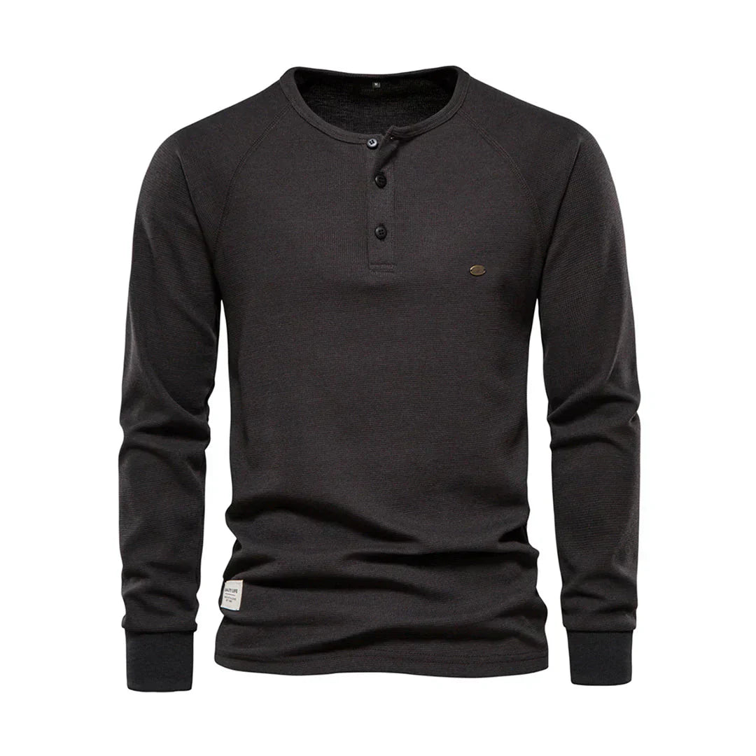 Charly | Men's Long Sleeve Henley Shirt with Button Neck