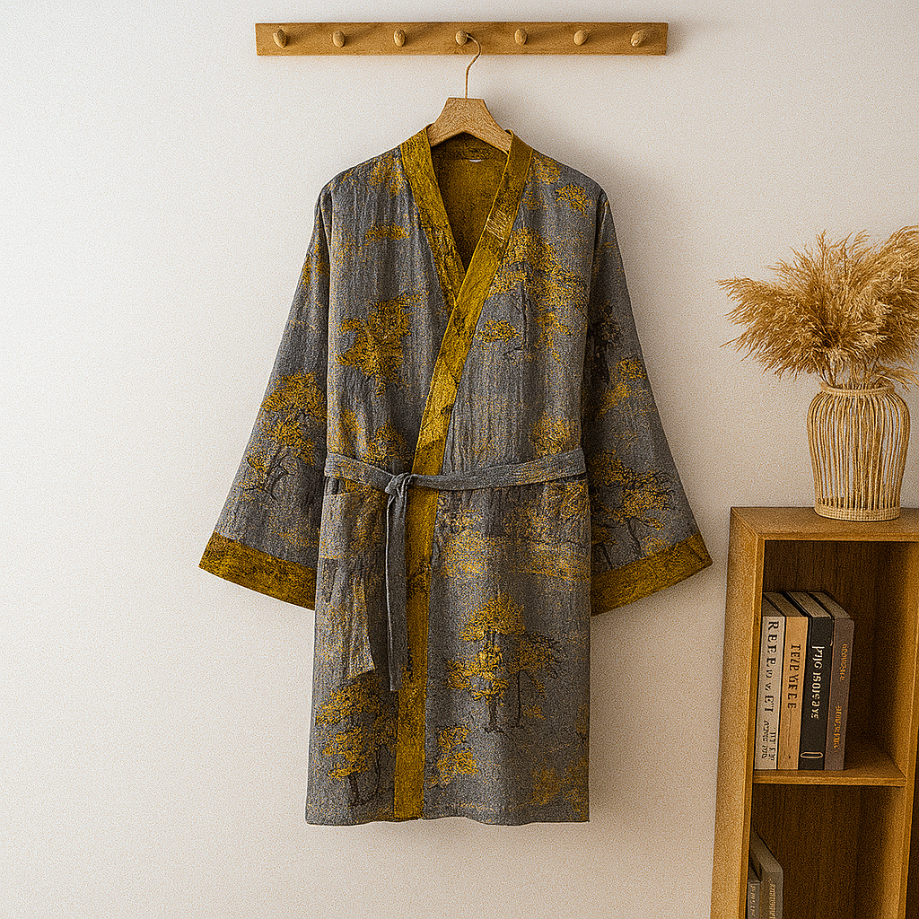 Charly | Men's Printed Jacquard Kimono Robe