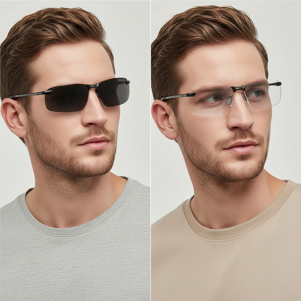 Charly | Polarized Photochromic Sunglasses | UV400 Protection | Automatic Light Adjustment (Day & Night) | Intelligent Glare Reduction for Drivers & Outdoors
