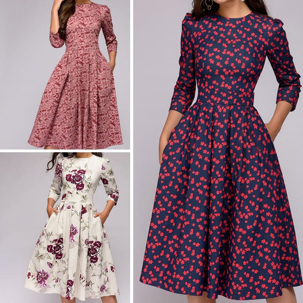 Charly - Retrozo Elegant, Mid-Length Dress