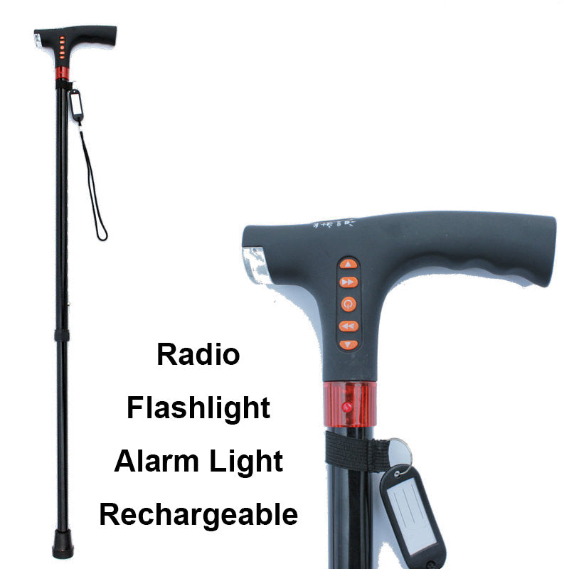 Charly | Smart Walking Stick | LED Light Radio Emergency Alarm | Adjustable