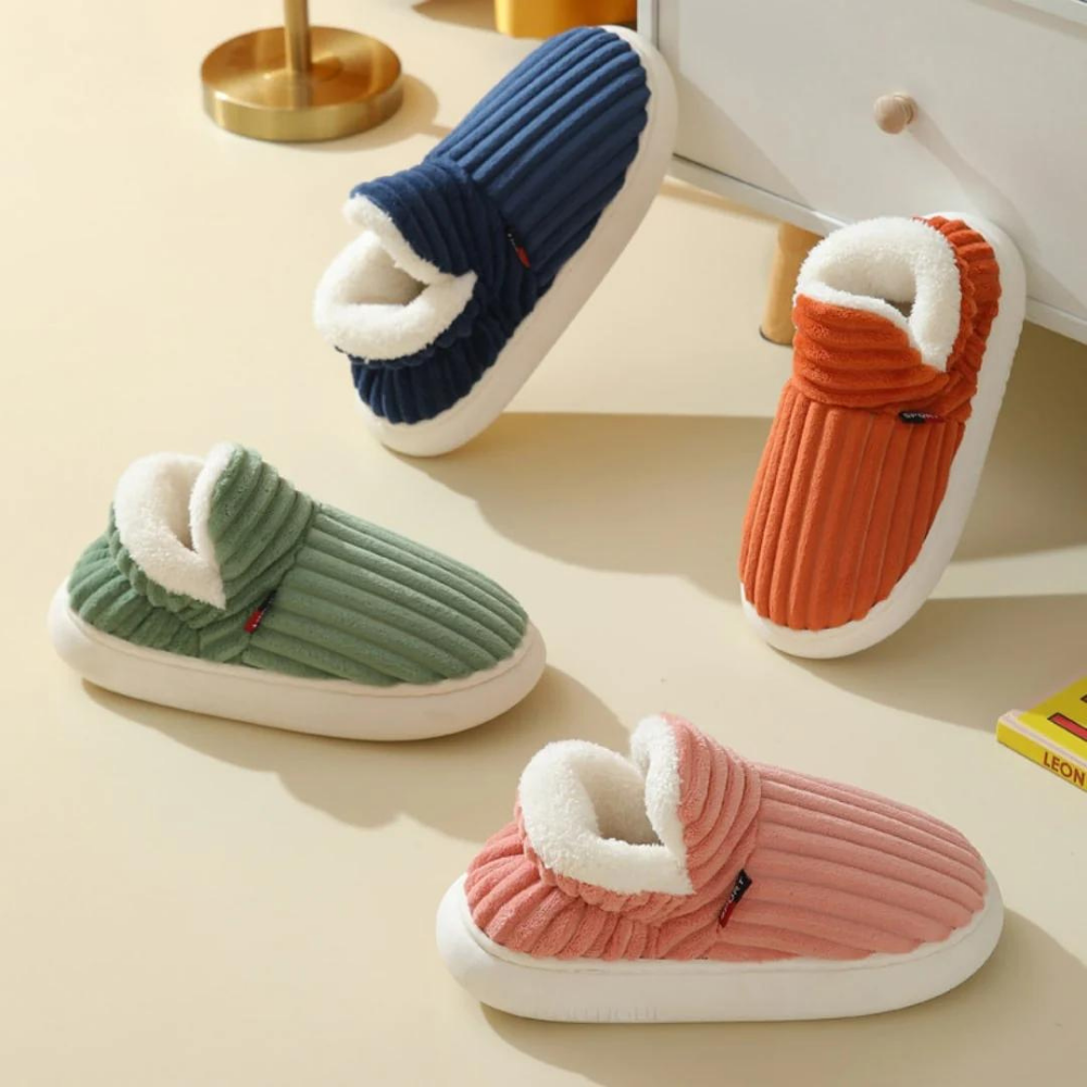 Charly | Unisex Corduroy Slippers with Sherpa Lining