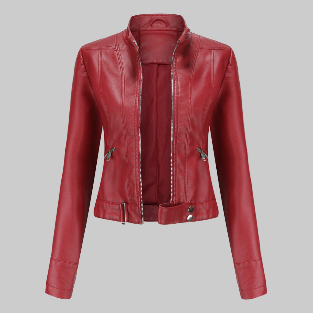 Charly | Women's Faux Leather Jacket with Stand Collar
