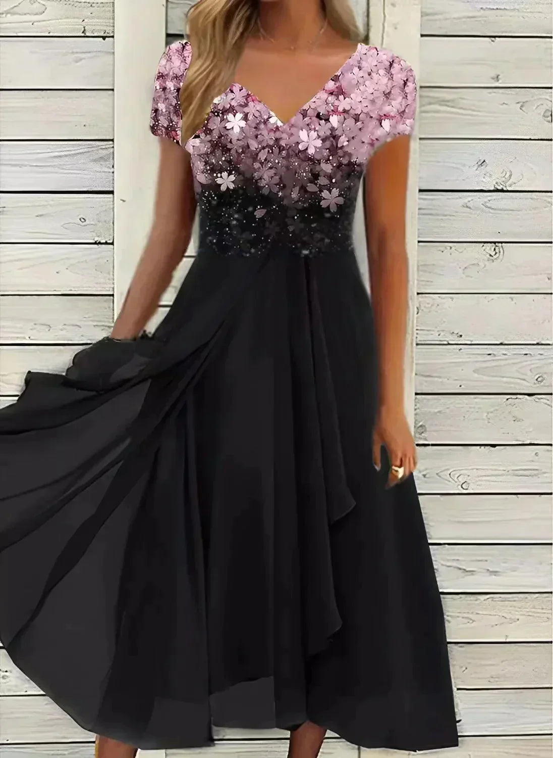 Charly | Women's Flowy Midi Dress | Embellished Bodice