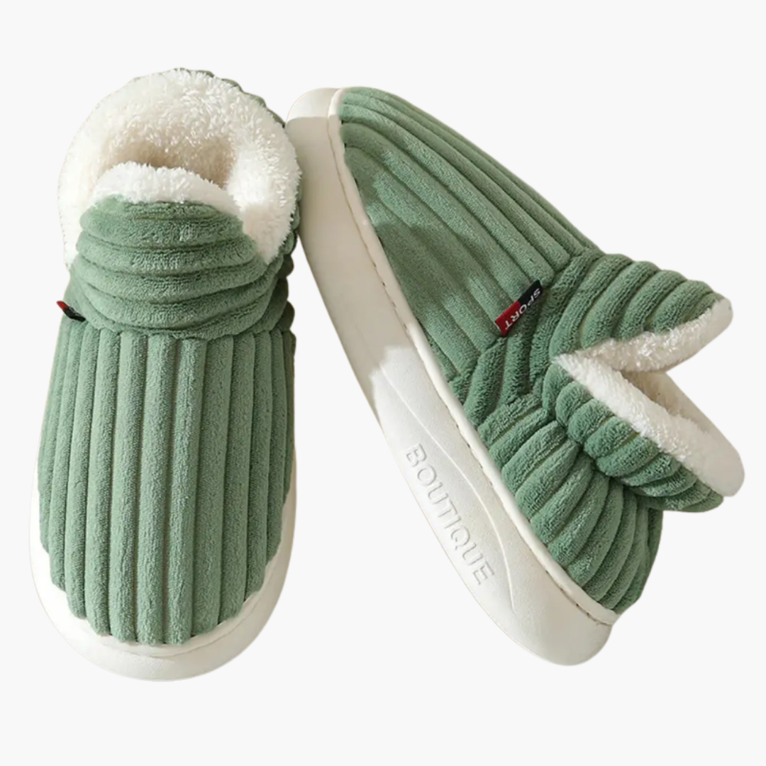 Charly | Women's Plush Bootie Slippers - Ribbed Warm Indoor Shoes