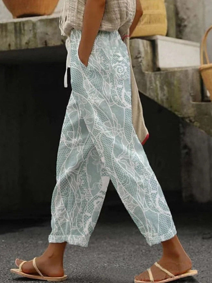 Charly | Women's Relaxed Fit Pants with Lace Print