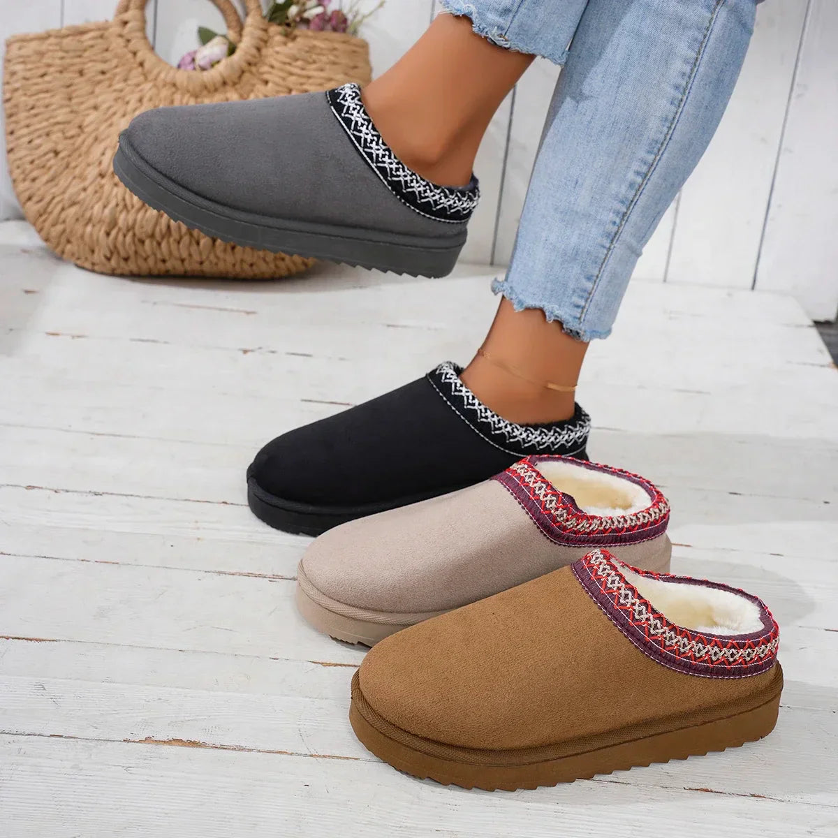 Luxury Cashmere Winter Boots for Women | Ultra-warm, thick-soled slippers for cozy comfort