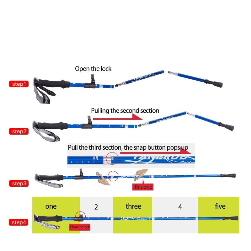 Adjustable Trekking Poles Charly | Foldable Trekking Poles | Lightweight and Durable for Outdoor Adventures