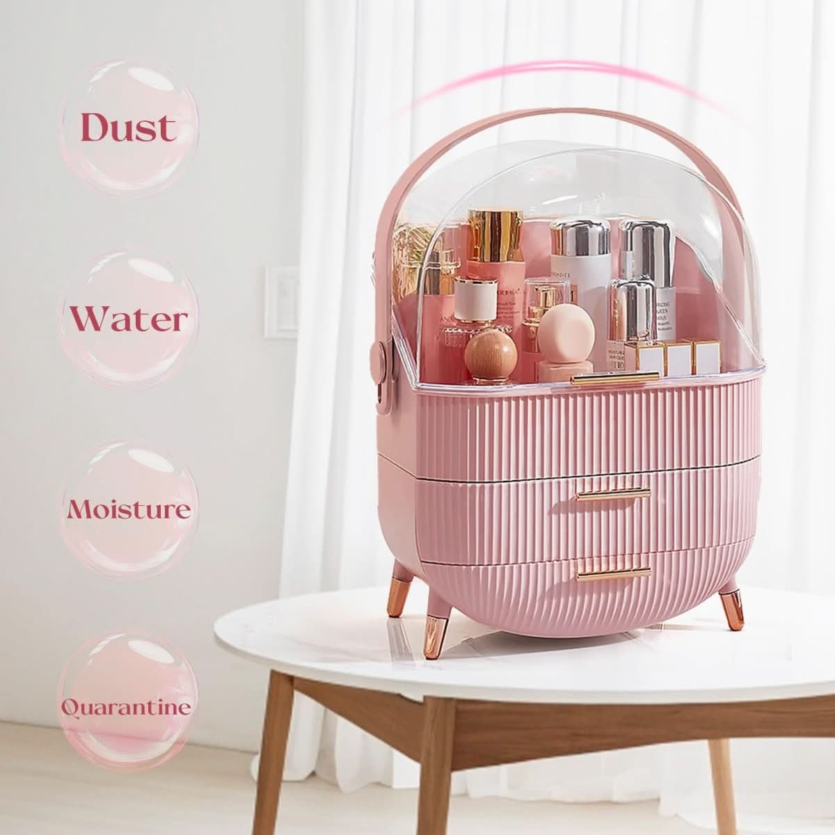 BEAUTYSENSE Makeup Organizer – Dustproof & Waterproof Cosmetic Case with Elegant Design