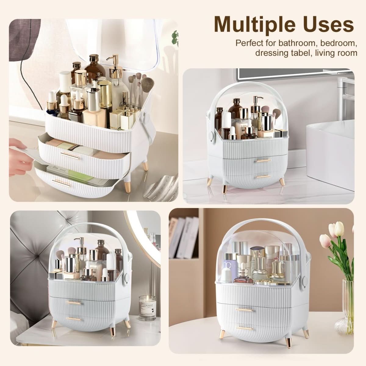 BEAUTYSENSE Makeup Organizer – Dustproof & Waterproof Cosmetic Case with Elegant Design