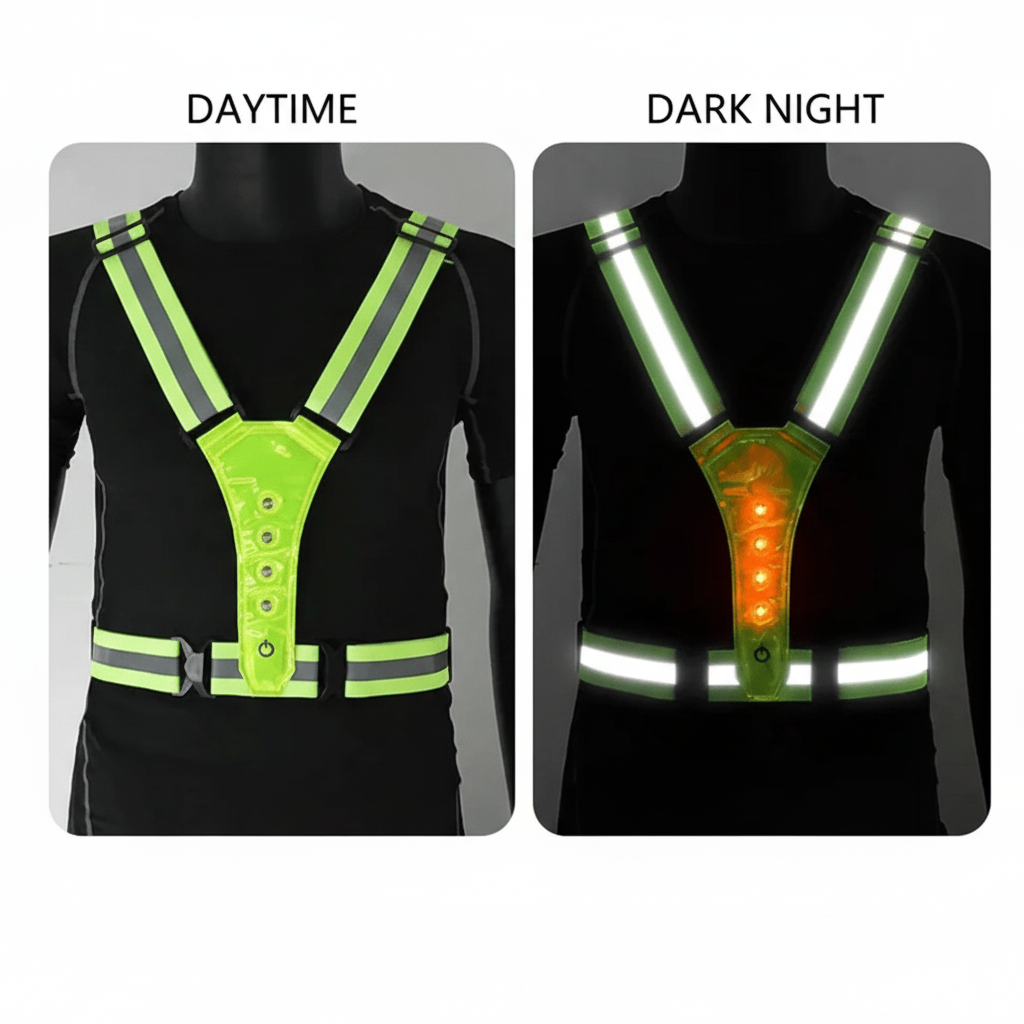 BRIGHTPATH – LED Reflector Running Vest with Adjustable Fit & Safety Lights