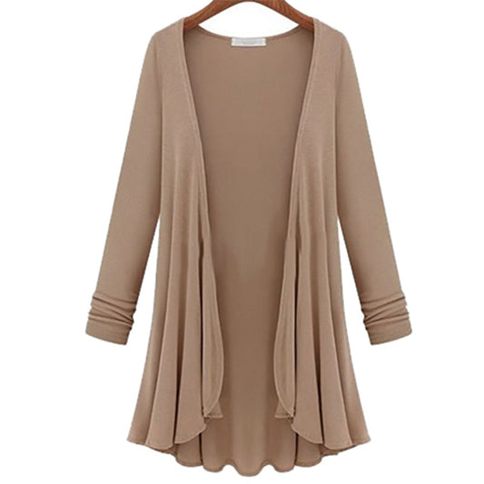 Casual vest with long sleeves and ruffles