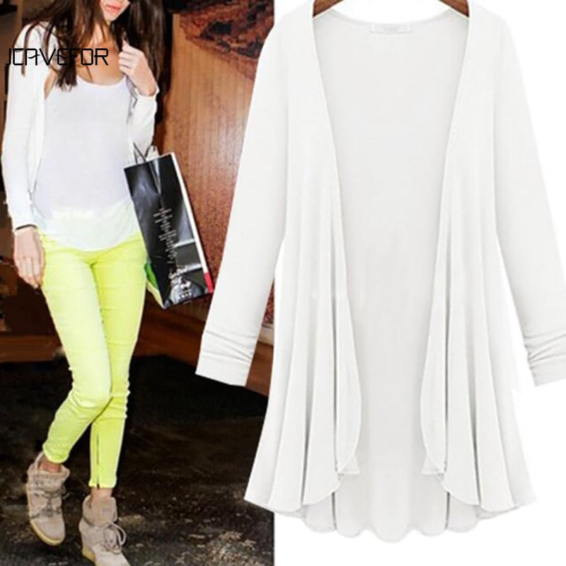 Casual vest with long sleeves and ruffles