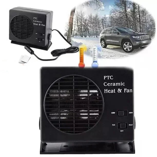 Charly | 12V Ceramic Car Heater Fan | 150W-300W | Portable Defroster w/ Automatic Thermostat