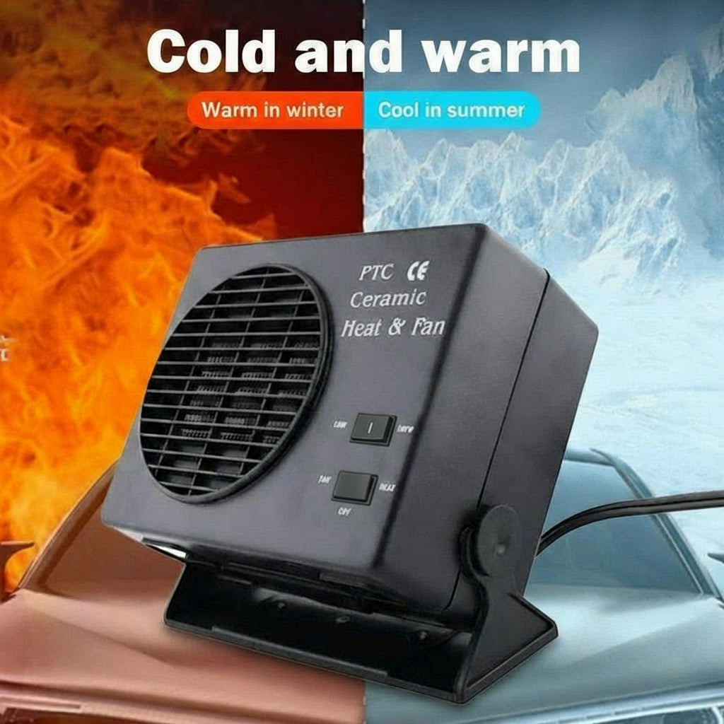 Charly | 12V Ceramic Car Heater Fan | 150W-300W | Portable Defroster w/ Automatic Thermostat