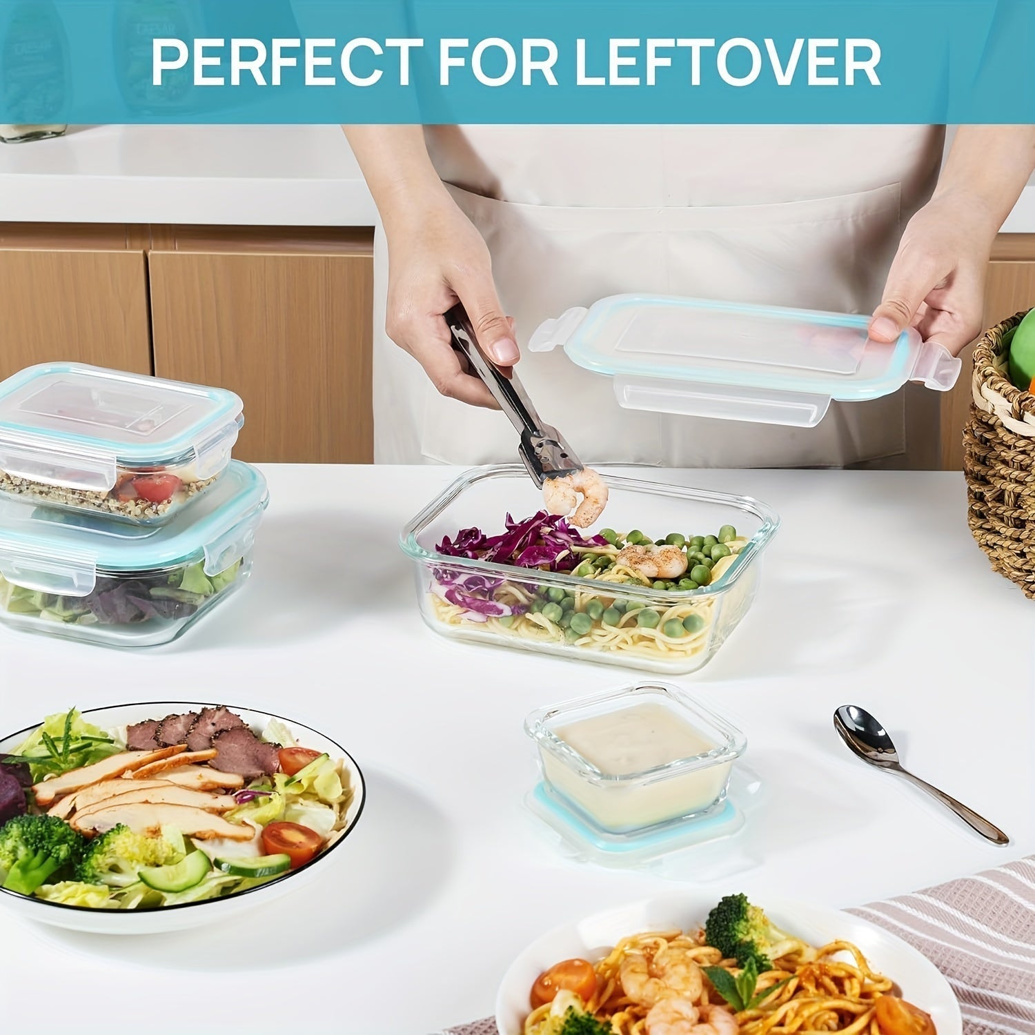 Charly | 8-Pack Glass Food Storage Containers – Airtight Meal Prep Bento Boxes with Leakproof, Lockable Lids, Microwave, Oven, Freezer, and Dishwasher Safe, BPA-Free