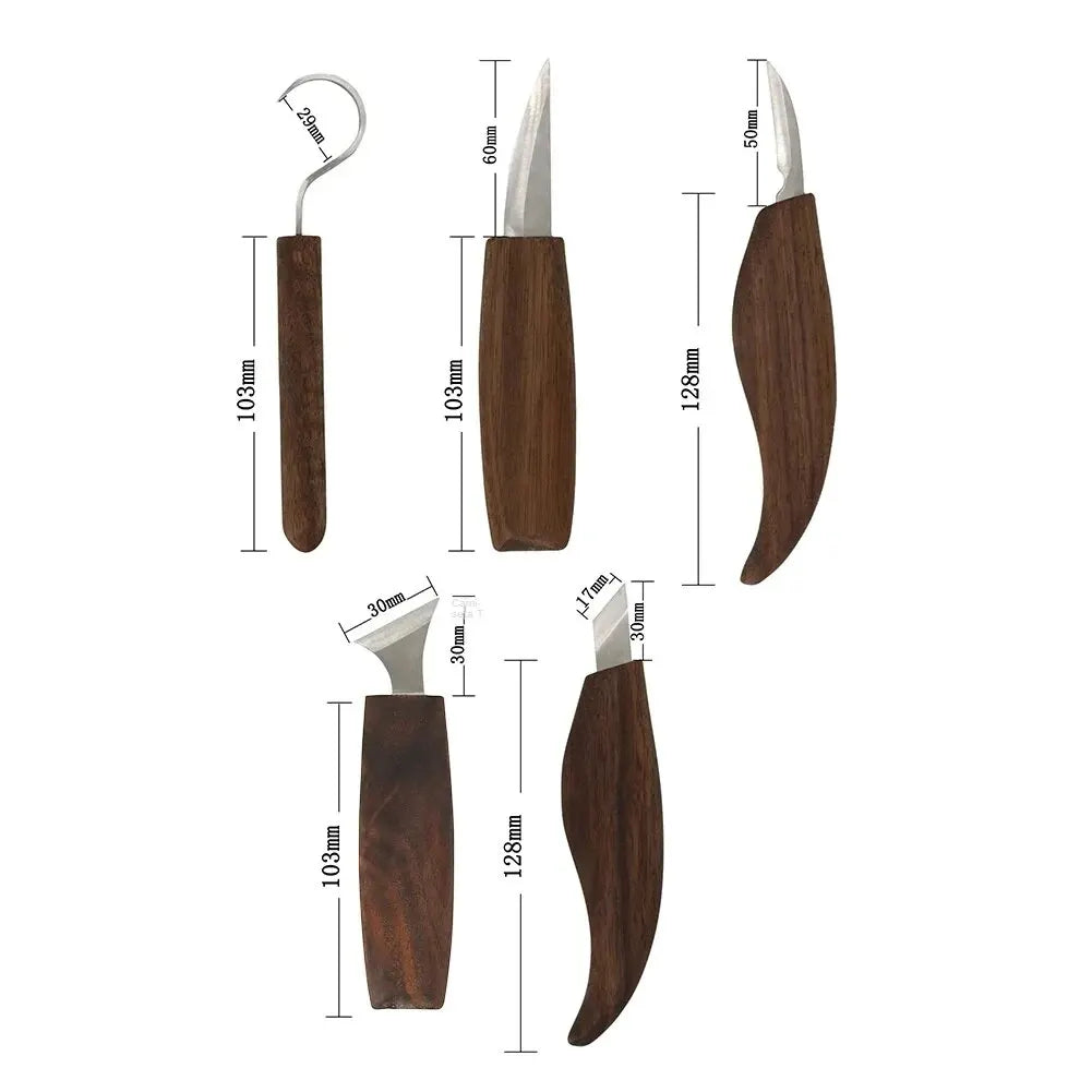 Charly | 8-Piece Wood Carving Set: Hand Carving Knife Set with Needle Files - Wood Spoon Carving Set for Beginners