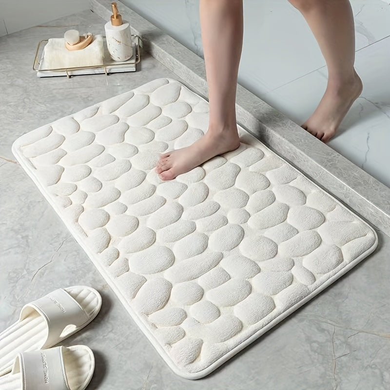 Charly | Absorbent Bath Mat Stone Patterned Bath Rug