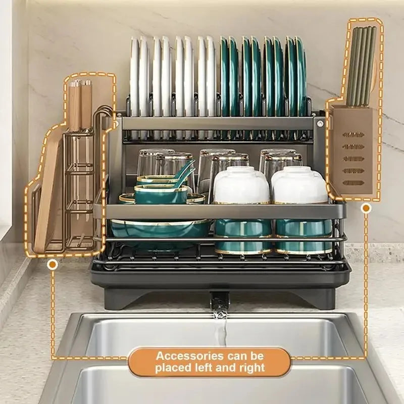 Charly | Adjustable Dish Drying Rack with Cutting Board Holder