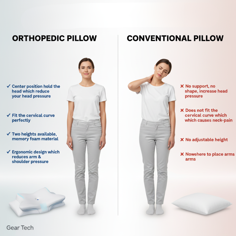 Charly | Anti-Snore Pillow | Ergonomic Neck and Head Support | White