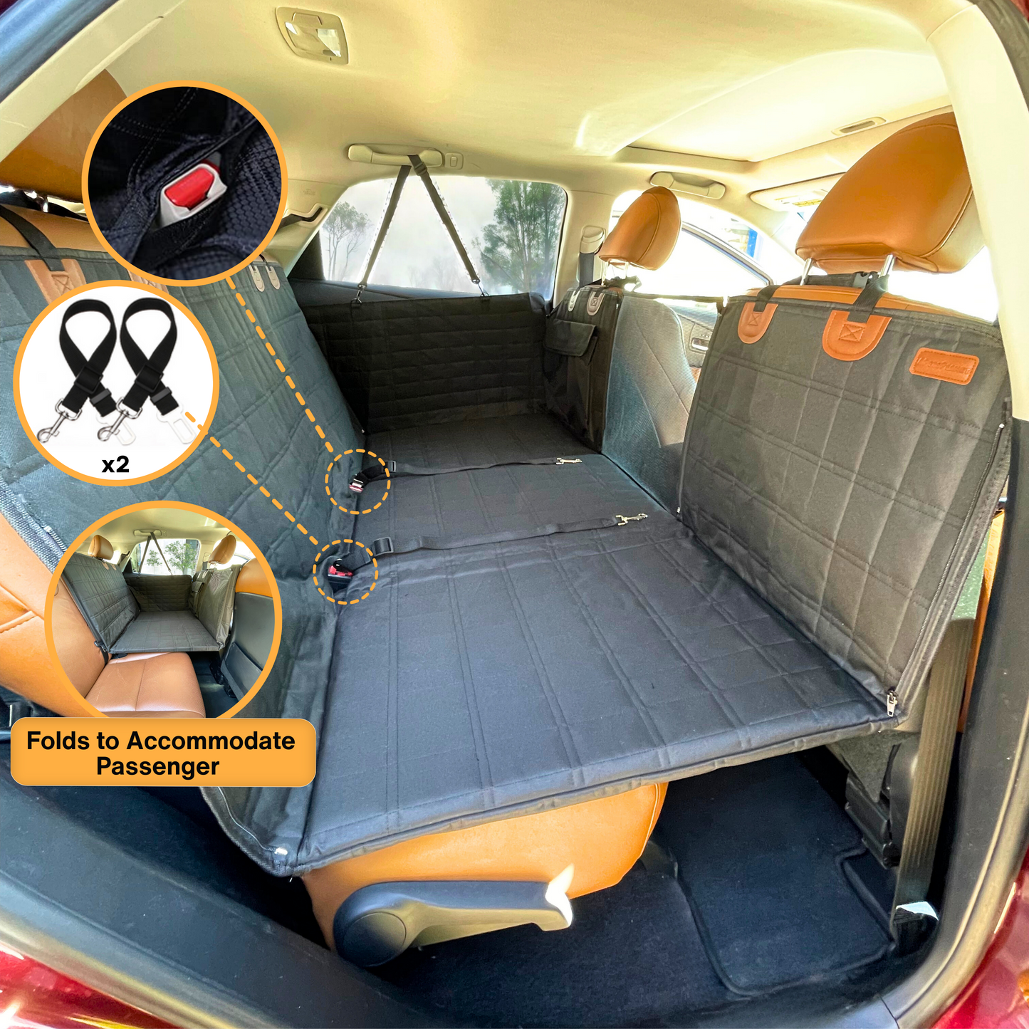 Charly | Backseat Extender for Dogs - Black with Door Covers