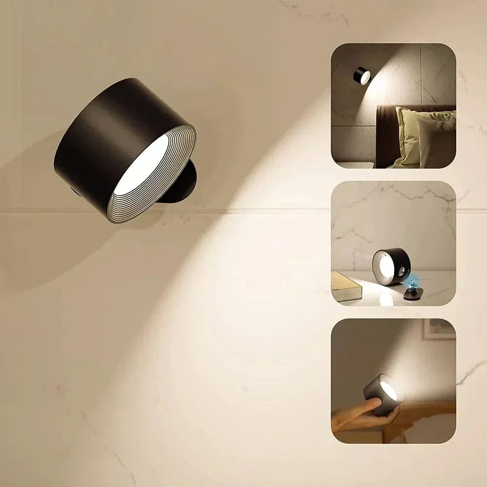 Charly | Battery Powered Wall Lamp | Rechargeable, 360° Adjustable and Wireless for Bedrooms, Hallways, and Reading Corners