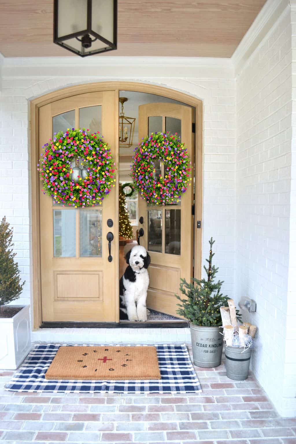 Charly | BloomWreath Spring & Summer Front Door Wreath | Handmade Floral Grapevine Accent