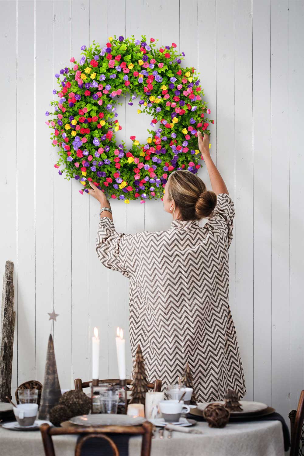 Charly | BloomWreath Spring & Summer Front Door Wreath | Handmade Floral Grapevine Accent