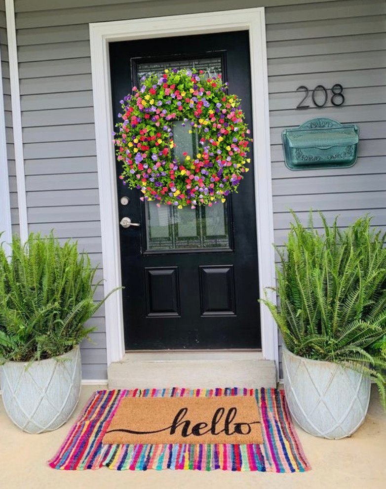 Charly | BloomWreath Spring & Summer Front Door Wreath | Handmade Floral Grapevine Accent