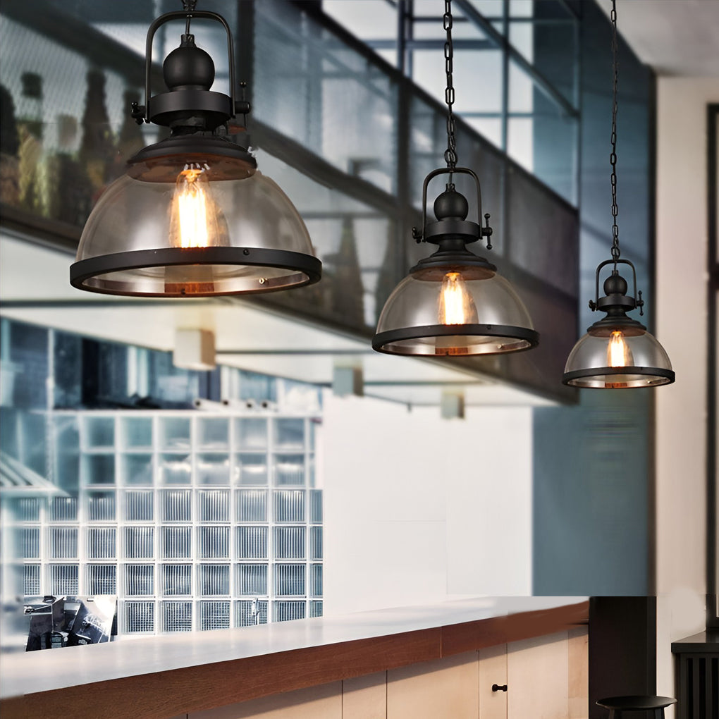 Charly | Bowl-Shaped Glass Pendant Light | Industrial Retro Design