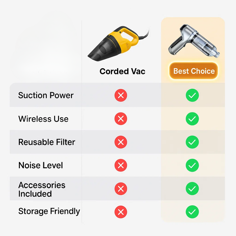 Charly | Car Vacuum Cleaner - Powerful and Compact Car Vac for Quick Cleaning