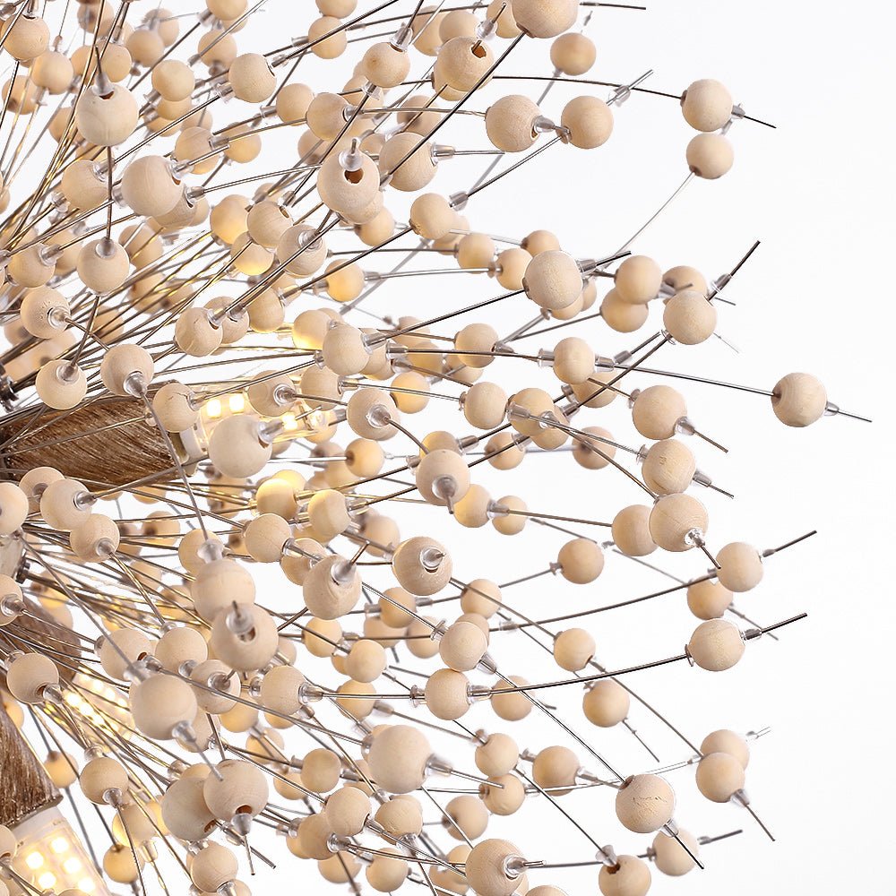 Charly | Dandelion Pendant Light with Wooden Beads | Firework Starburst Design