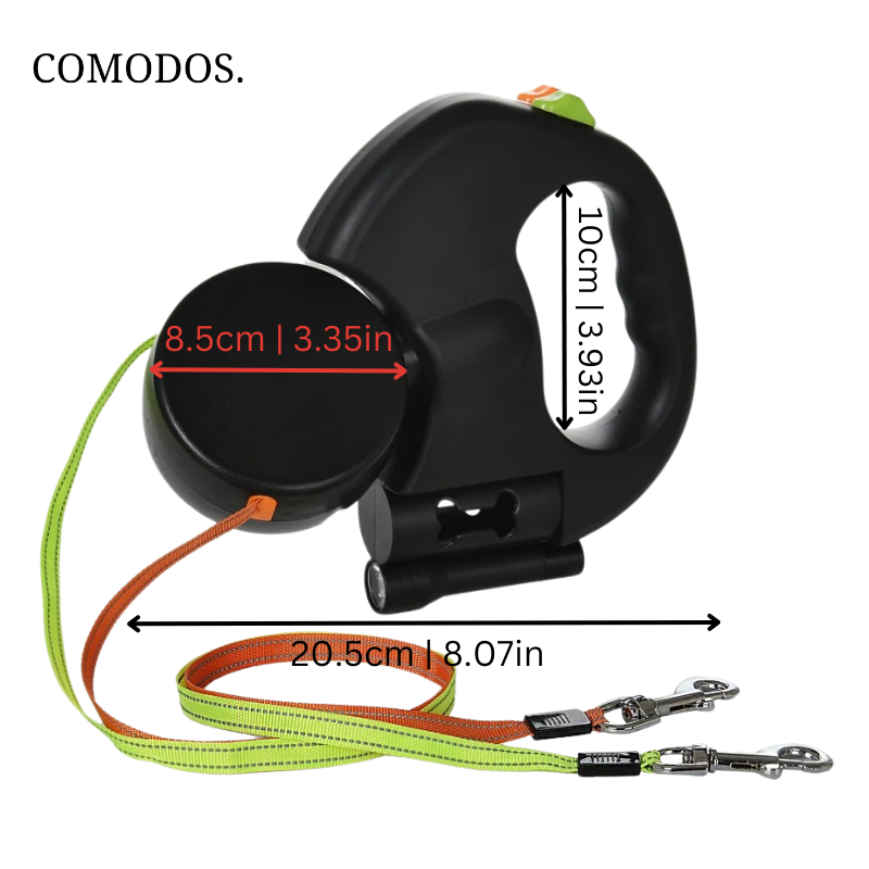 Charly | Double Retractable Dog Leash with LED Light