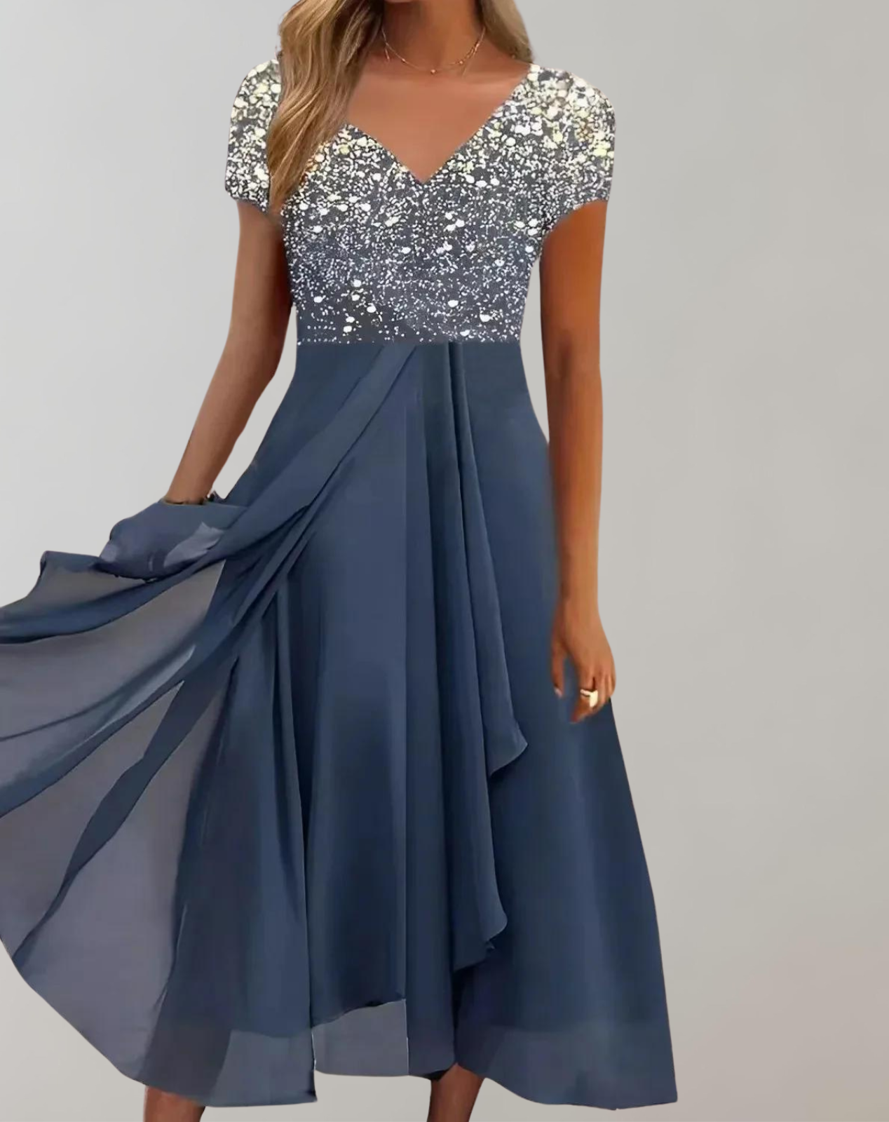 Charly - Dress with Bright Flowers | Evening Dress for Women | Shiny Top Dress