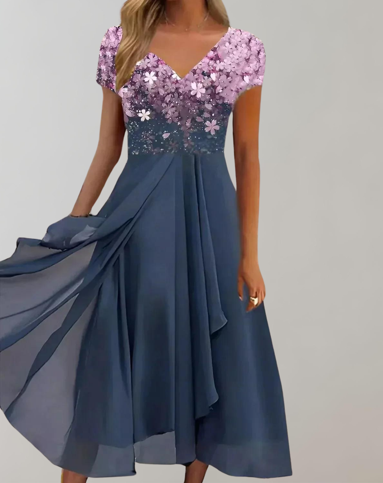 Charly - Dress with Bright Flowers | Evening Dress for Women | Shiny Top Dress