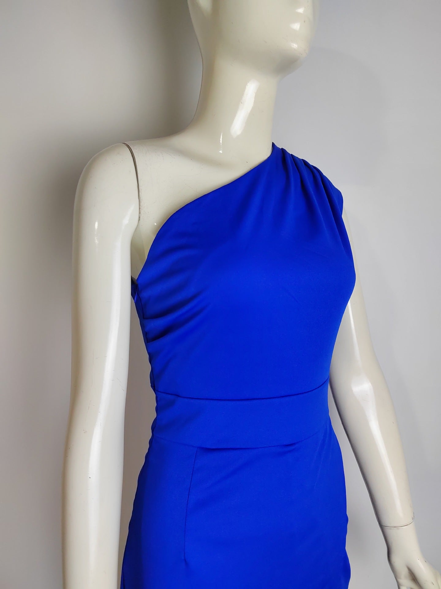 Charly Elegant Formal Solid Slit Asymmetrical Diagonal Collar Evening Dresses