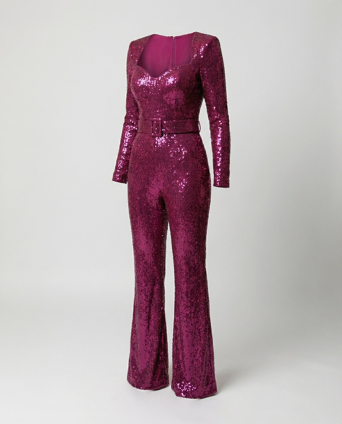 Charly - Elegant Sequin Jumpsuit with Long Sleeves Figure-Hugging Fit