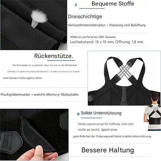 Charly | Ergonomic Posture Corrector for Neck and Back Pain Relief Adjustable and Stable
