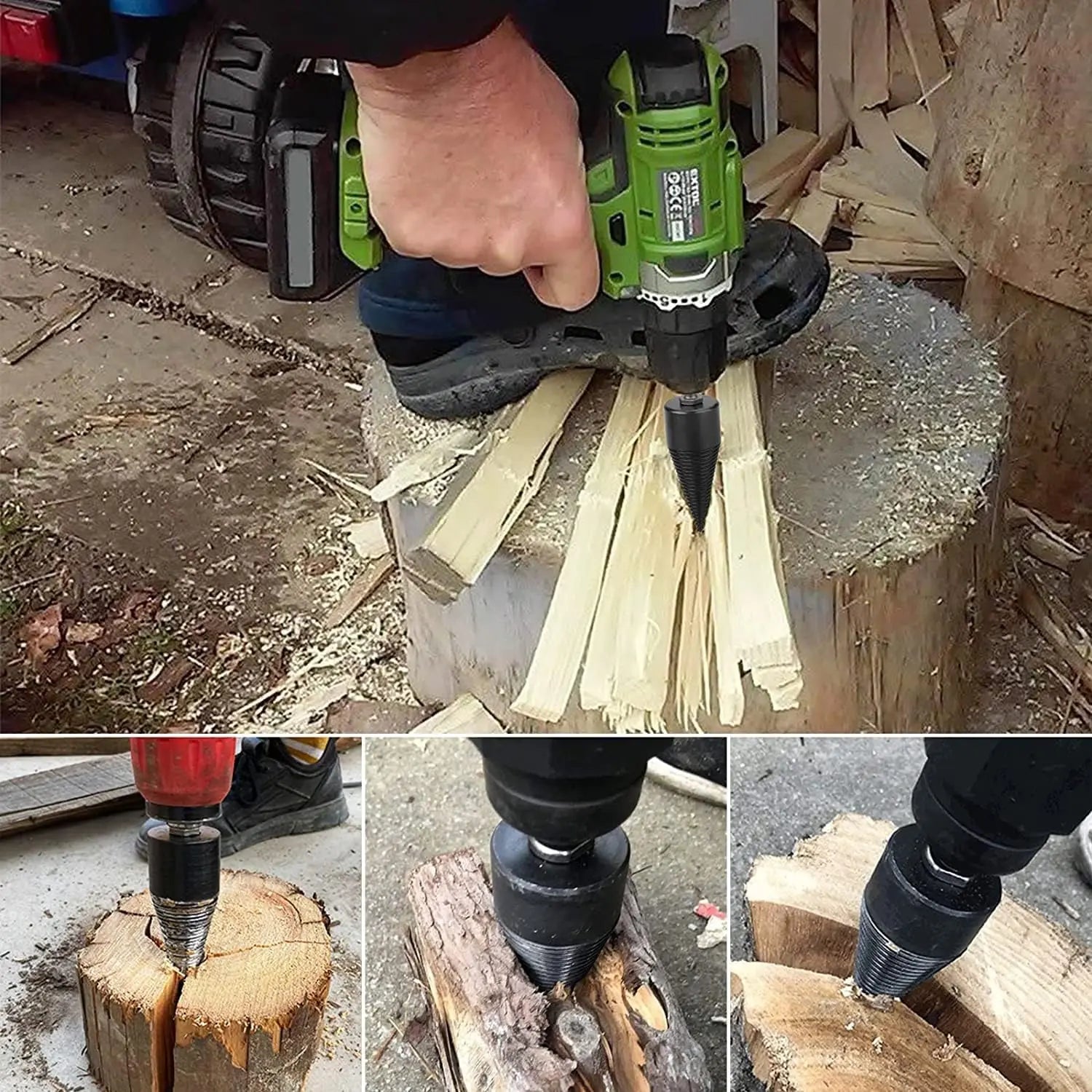 Charly | Firewood Drill Bit Set – Split wood easily with the cordless drill