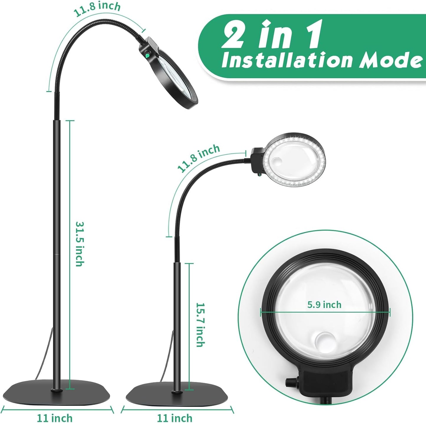 Charly | Full-Page Magnifying Glass with LED Light – Hands-Free Reading Aid for Books, Crafts & Hobbies