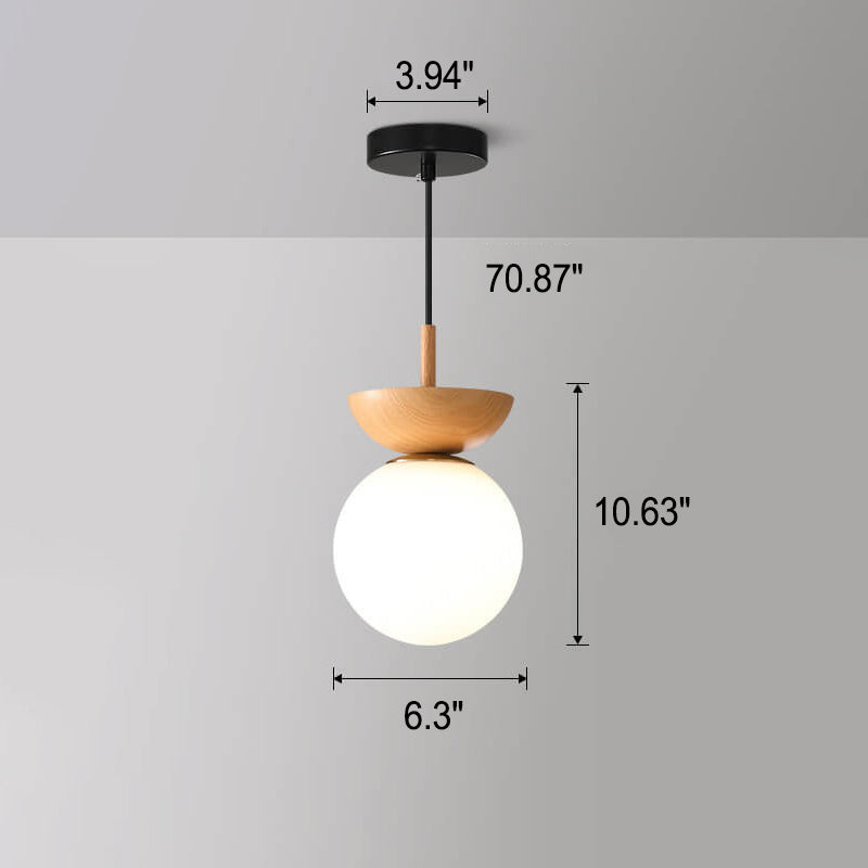 Charly | Glass Globe Ceiling Light | Wood Grain Design