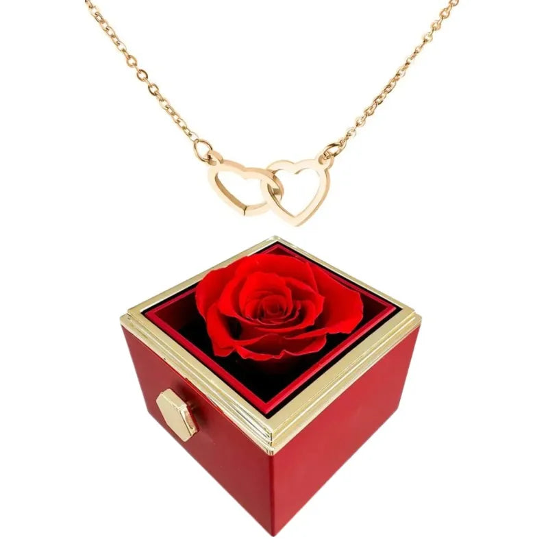 Charly | Heart Necklace with Rotating Rose Gift Box
