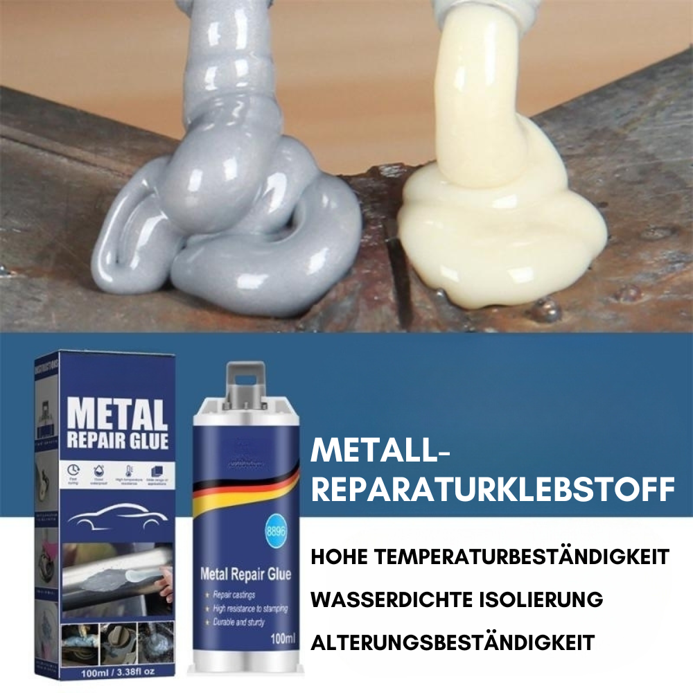Charly | High-Performance Metal Repair Adhesive | Industrial Adhesive for Cast Iron, Steel & Aluminum | Heat Resistant & Waterproof | 100ml Liquid Metal Repair Kit | Silver
