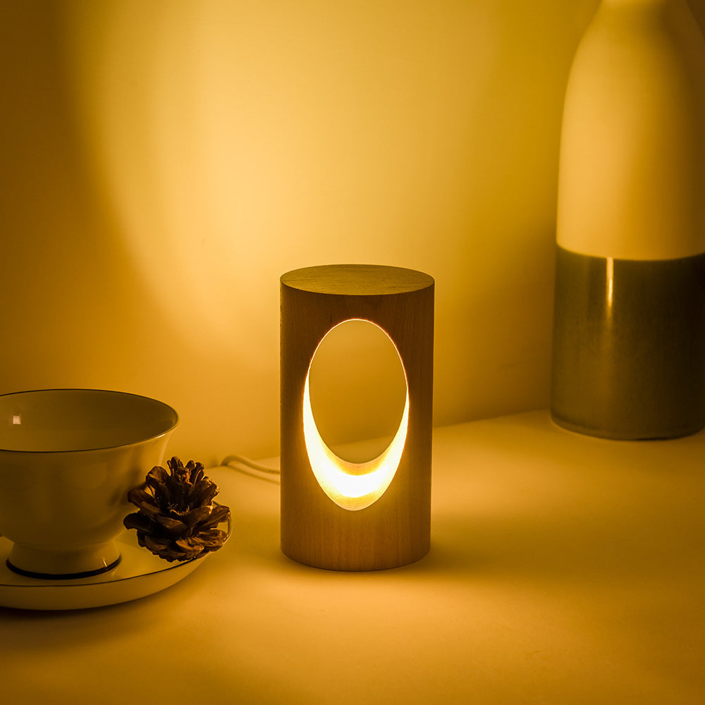 Charly | Japanese Solid Wood Rectangular Column LED Night Lamp USB Table Lamp