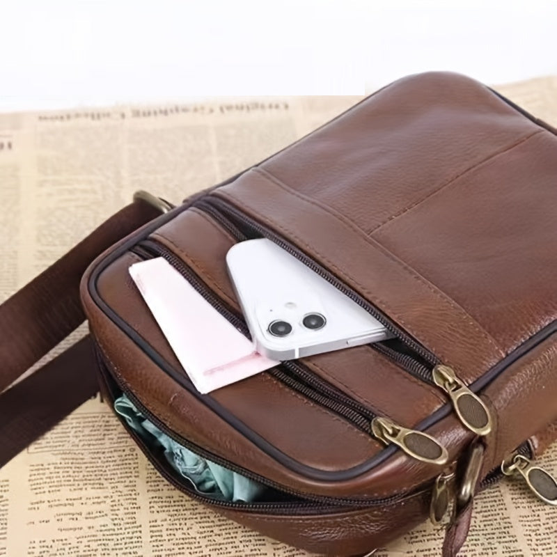 Charly | Leather Men’s Shoulder Bag – Spacious Cowhide Bag with Adjustable Strap