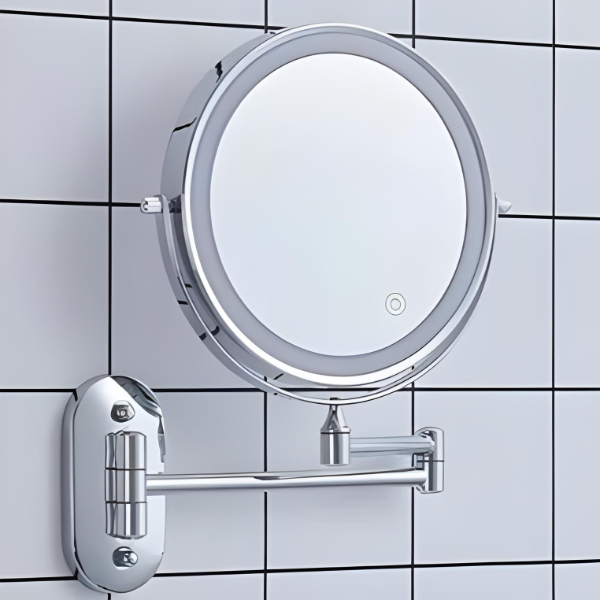 Charly LED Magnifying Mirror | Rechargeable | Cosmetics & Bathroom | Chrome Silver